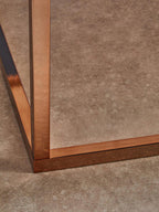 Square White Marble Top Coffee Table in Rose Gold Finish Stainless Steel Legs | Allure