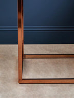 Square White Marble Top End Table with Rose Gold Metal Frame | Allure