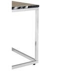 Square Black and White Marble End Table with Chrome Metal Base | Allure