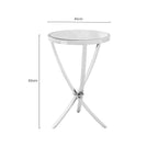 Silver Mirrored Glass Top Round Side Table with Bow-Shaped Metal Legs | Allure