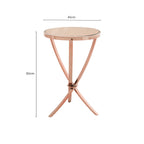 Rose Gold Mirrored Glass Top Round Side Table with Bow-Shaped Metal Legs | Allure