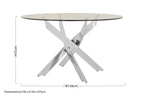 Round Clear Tempered Glass Dining Table with Intersecting Chrome Stainless Steel Legs | Allure