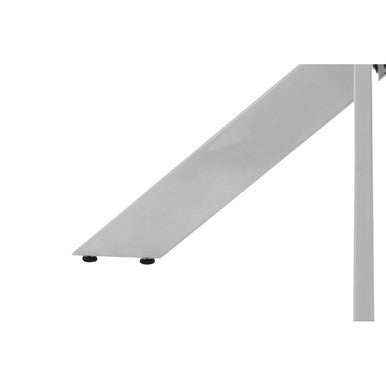 Rectangular Tempered Glass Top Dining Table with Intersecting Silver Chrome Base, Allure