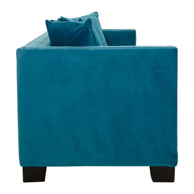 3 Seater Cyan Blue Velvet Sofa, Sofia