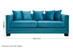 3 Seater Cyan Blue Velvet Sofa, Sofia