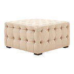 Beige Linen Button Tufted Stool | Stella