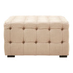 Beige Linen Button Tufted Stool | Stella