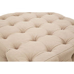 Beige Linen Button Tufted Stool | Stella