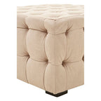Beige Linen Button Tufted Stool | Stella