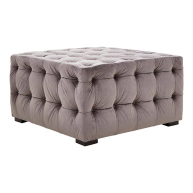 Grey Velvet Button Tufted Stool | Stella