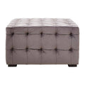 Grey Velvet Button Tufted Stool | Stella