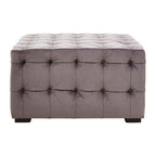 Grey Velvet Button Tufted Stool | Stella