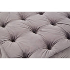 Grey Velvet Button Tufted Stool | Stella