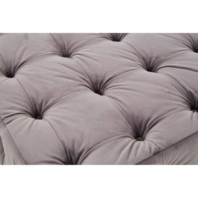 Grey Velvet Button Tufted Stool | Stella