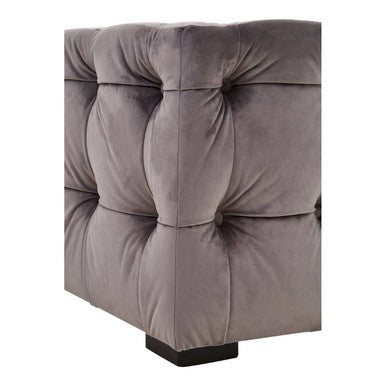 Grey Velvet Button Tufted Stool | Stella