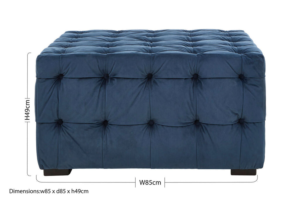 Midnight Velvet Button Stool | Stella