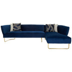 5 Seater Dark Blue Velvet corner-sofas | Renee