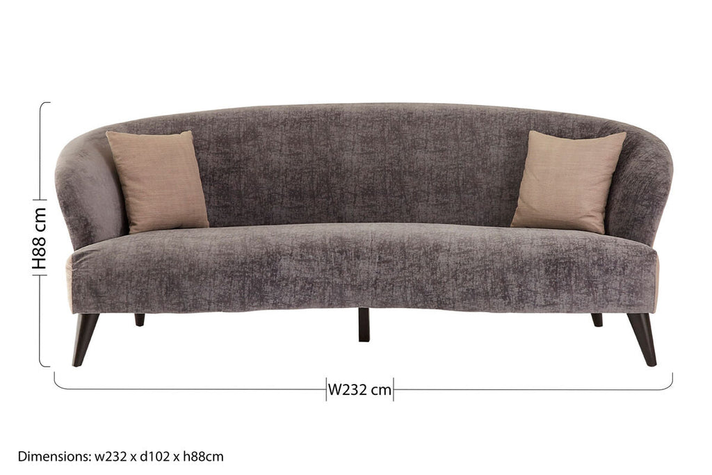 3 Seater Grey Velvet Sofa | Reine