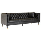 3 Seater Black Faux Leather Sofa | Raven