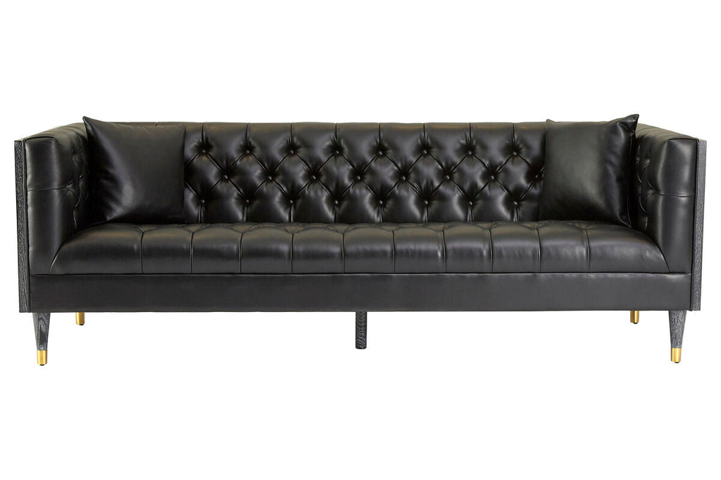 3 Seater Black Faux Leather Sofa | Raven