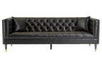 3 Seater Black Faux Leather Sofa | Raven