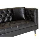 3 Seater Black Faux Leather Sofa | Raven