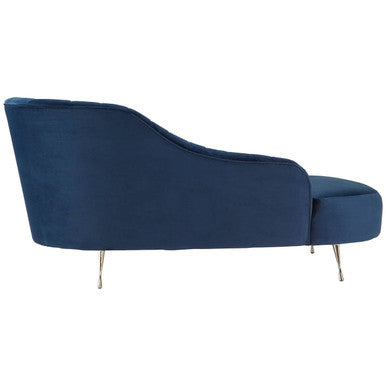 Dark Blue Velvet Right Hand Chaise Longue | Rene