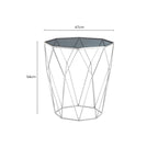 Silver Tempered Glass Top Octagonal Side Table with Stainless Steel Legs | Shalimar