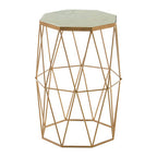 White Marble Top Octagonal Side Table with Gold Metal Open Frame | Shalimar
