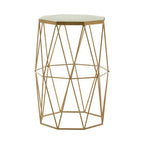 White Marble Top Octagonal Side Table with Gold Metal Open Frame | Shalimar