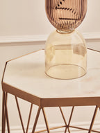 White Marble Top Octagonal Side Table with Gold Metal Open Frame | Shalimar