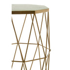 White Marble Top Octagonal Side Table with Gold Metal Open Frame | Shalimar