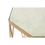 White Marble Top Octagonal Side Table with Gold Metal Open Frame | Shalimar