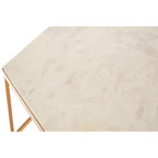 Hexagonal White Marble Top Side Table with Gold Iron Wireframe Base | Shalimar