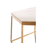 Hexagonal White Marble Top Side Table with Gold Iron Wireframe Base | Shalimar