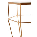 Hexagonal White Marble Top Side Table with Gold Iron Wireframe Base | Shalimar