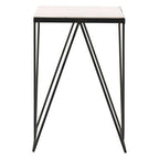 Natural Marble Top Side Table with Matte Black Iron Legs | Shalimar