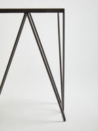 Natural Marble Top Side Table with Matte Black Iron Legs | Shalimar