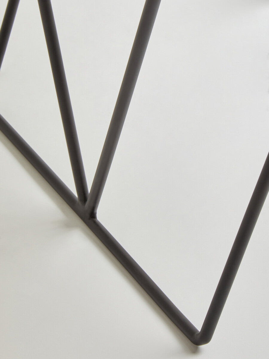 Natural Marble Top Side Table with Matte Black Iron Legs | Shalimar