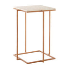 White Marble Top Side Table with Gold Finish Iron Legs | Shalimar