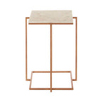 White Marble Top Side Table with Gold Finish Iron Legs | Shalimar