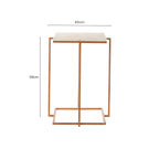 White Marble Top Side Table with Gold Finish Iron Legs | Shalimar
