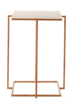White Marble Top Side Table with Gold Finish Iron Legs | Shalimar