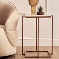 White Marble Top Side Table with Gold Finish Iron Legs | Shalimar