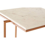 White Marble Top Side Table with Gold Finish Iron Legs | Shalimar