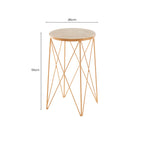 White Round Marble Top Boutique Style Side Table with Gold Latticed Legs | Shalimar