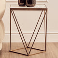 Natural Round Marble Top Side Table with Geometric Gold Metallic Base | Shalimar