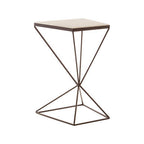 Natural Marble Top Trapezoid Side Table with Matte Black Iron Legs | Shalimar
