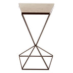 Natural Marble Top Trapezoid Side Table with Matte Black Iron Legs | Shalimar