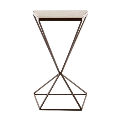 Natural Marble Top Trapezoid Side Table with Matte Black Iron Legs | Shalimar